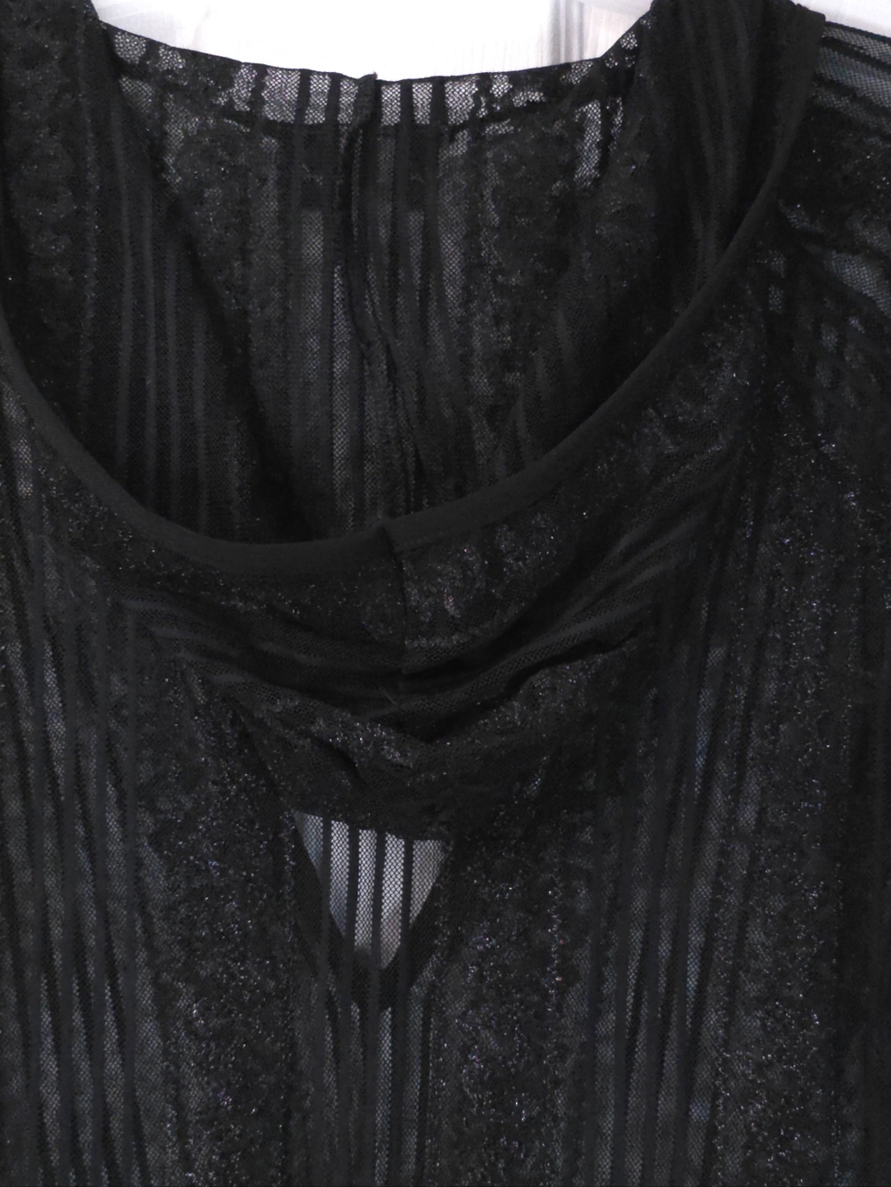 Vintage Taylor Jones Hooded Tunic Mesh Sequins & Lace Black Size M USA Made - Picture 8 of 10